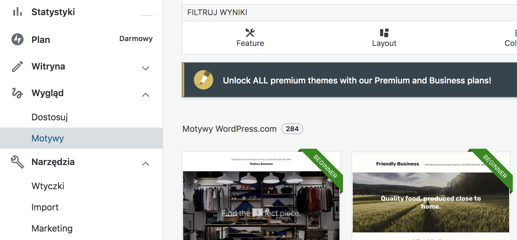 szablony wordpress.com
